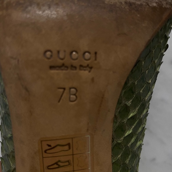 GUCCI HORSEBIT PUMPS 9 pointy green snakeskin reptile silver - Picture 2 of 4